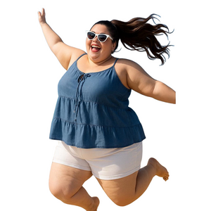 Old Navy Tiered Chambray Cami Light Blue Plus Size Top in XXL